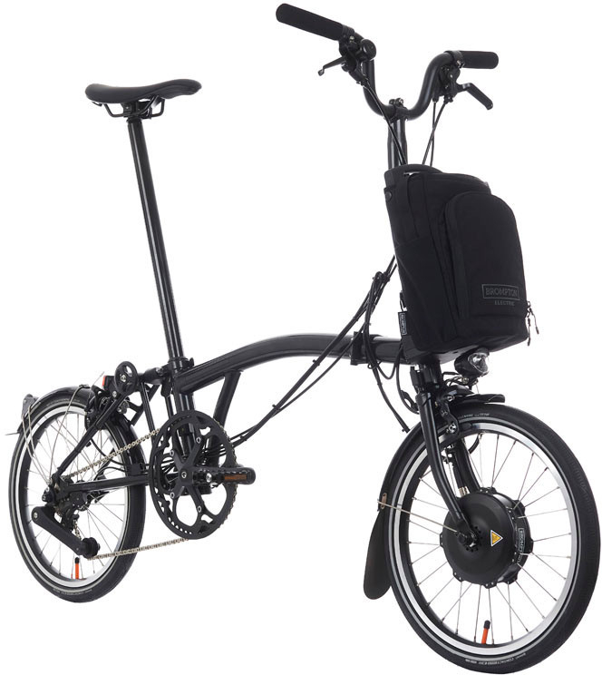 Brompton Electric P Line 4 Speed Electric Folding Bike Mid Handlebar Midnight Black