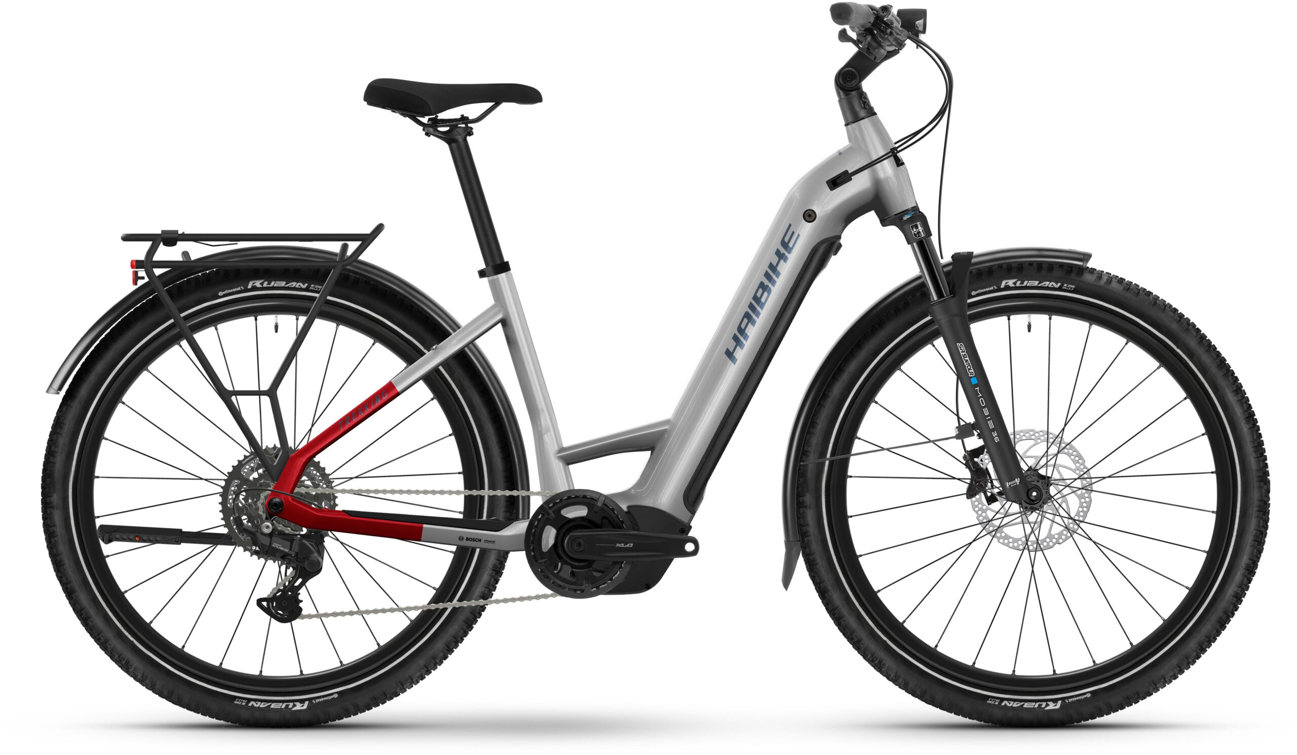 Haibike Trekking 7 Low Step Electric Trekking Bike LARGE / 50CM soft grey/red/blue - gloss