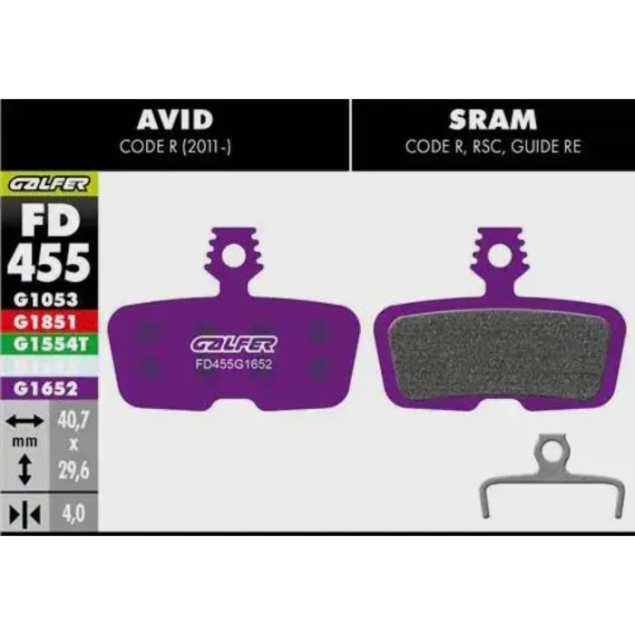 Galfer e-Bike Disc Brake Pad - Avid - Code R / SRAM - Code R/RSC/Guide RE