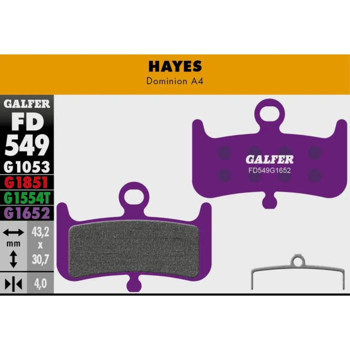 Galfer e-Bike Disc Brake Pad - Hayes - Dominion A4