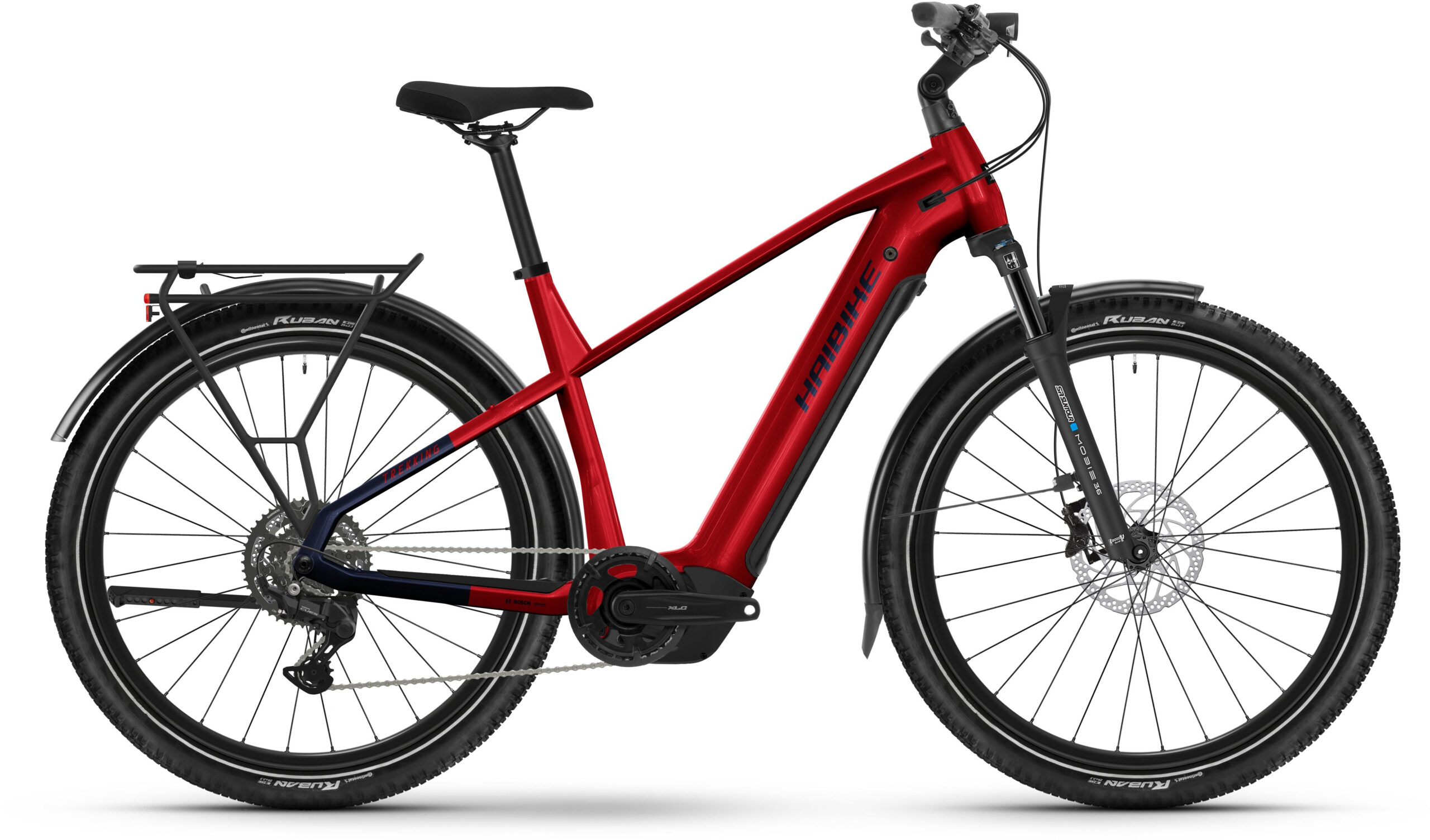 Haibike Trekking 7 Crossbar Electric Trekking Bike XL / 55CM fruity red/blue - gloss