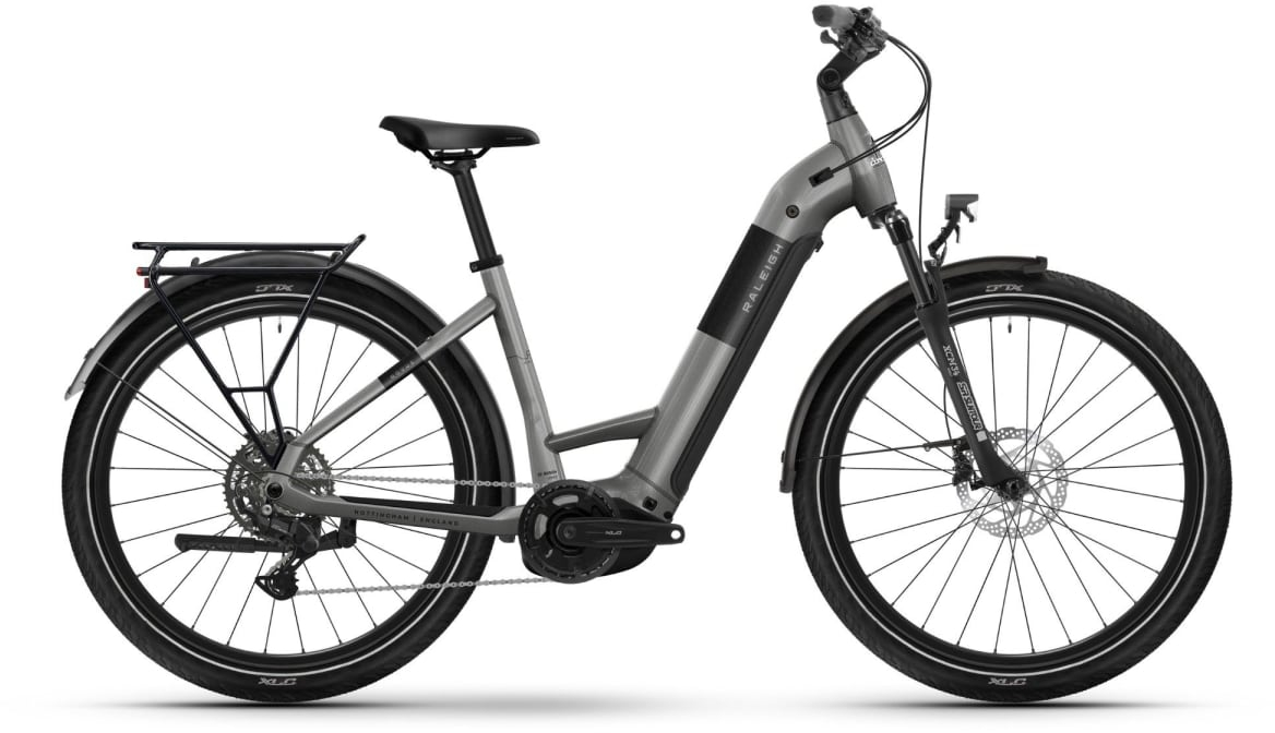 Raleigh Novus Derailleur Gear Lowstep Electric Bike L Titanium - Cycles UK