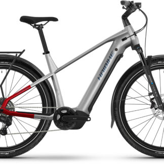 Haibike Trekking 7 Crossbar Electric Trekking Bike XL / 55CM soft grey/red/blue - gloss - Cycles UK