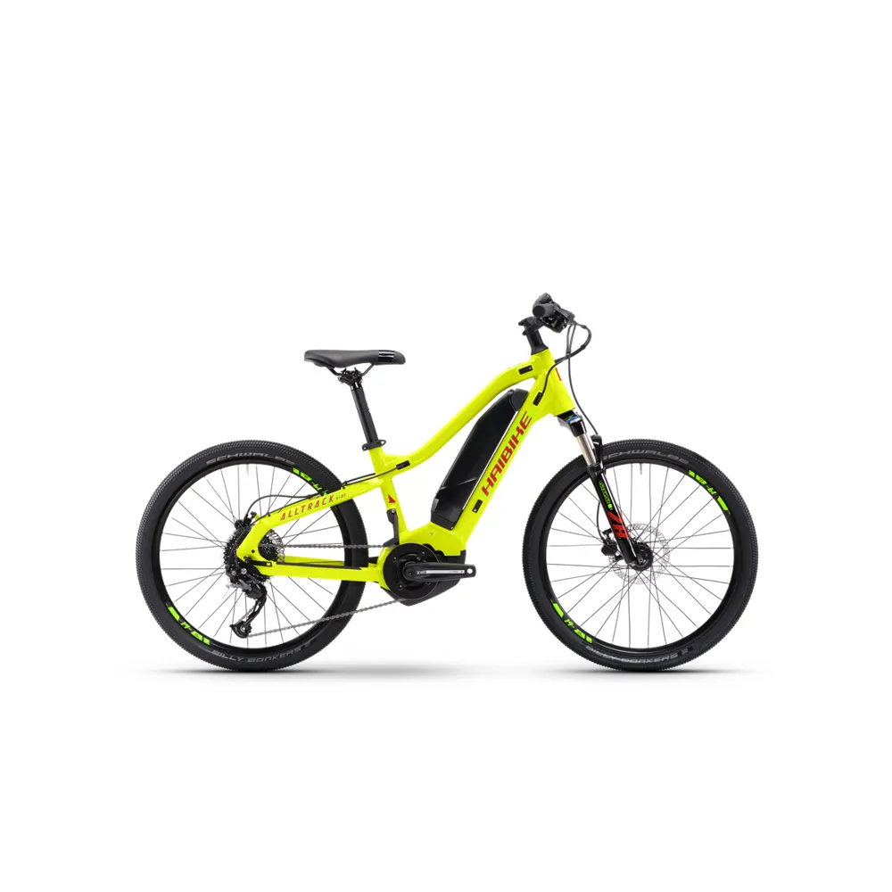 Haibike AllTrack Kids 24 Inch Electric Bike 2024 Gloss/Lime/Crystal Red